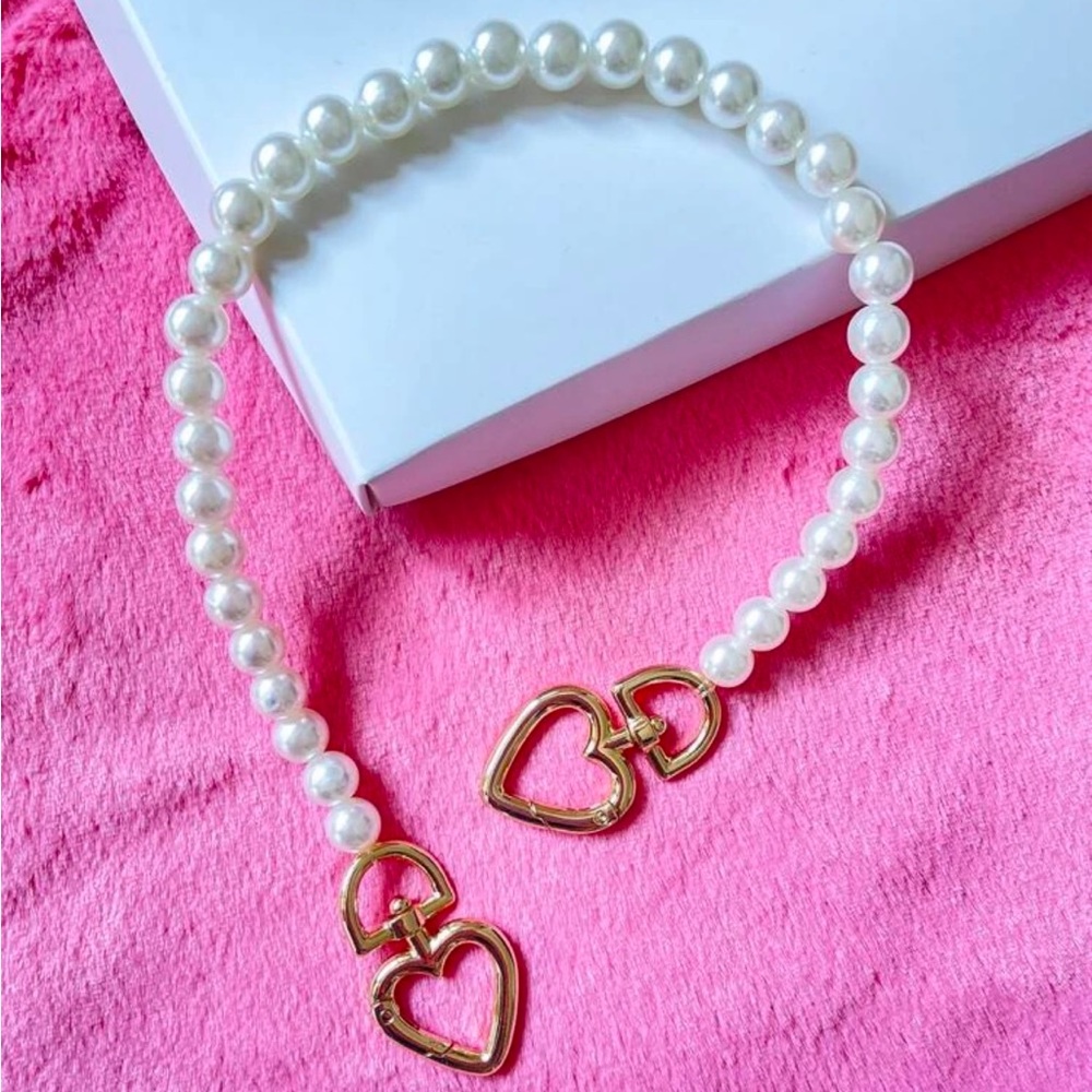Heart & Faux Pearl Bag Charm